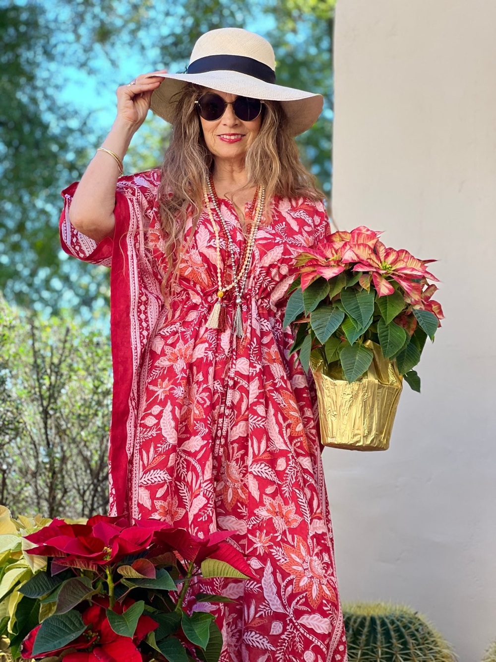 Pax Philomena Kaftan Red Rossini Maxi Dress One Size Boho Relaxed